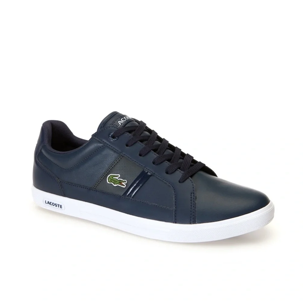Lacoste Men’s Europa LCR3 Leather Sneaker Navy Size 13 Preppy Classic‎